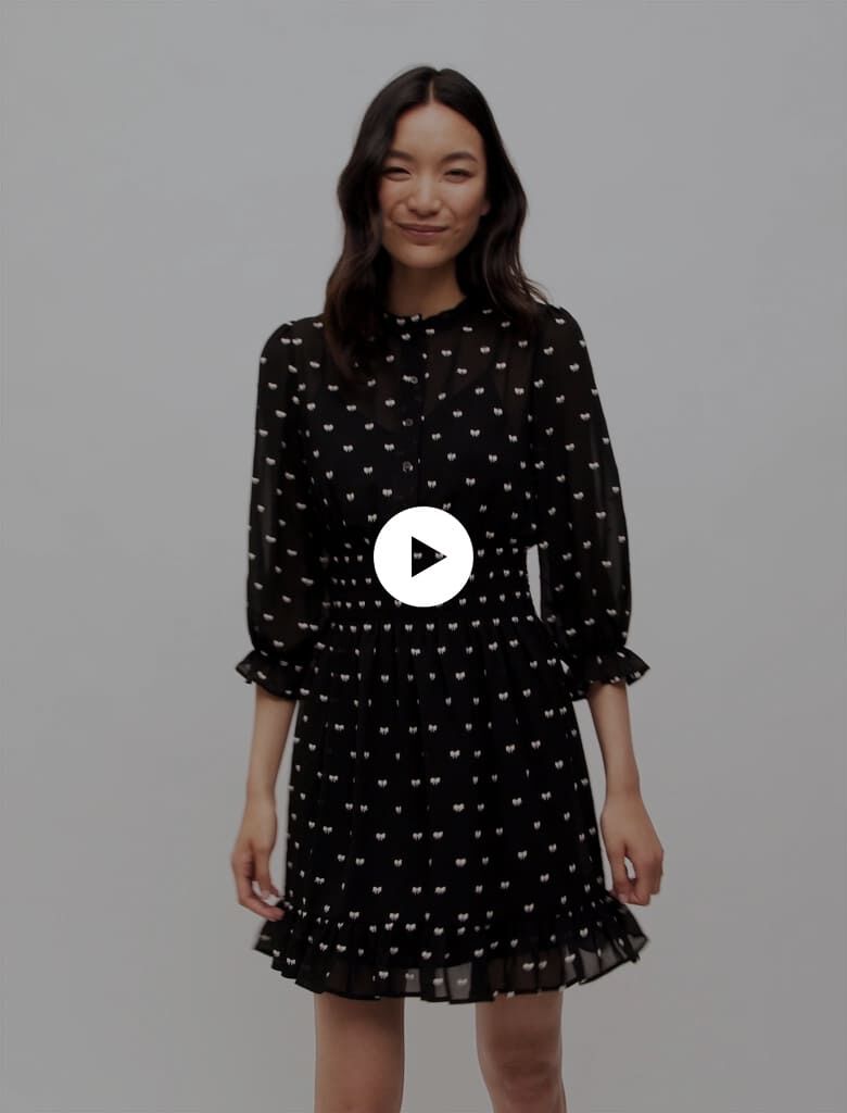121RYTHONOEUD Short bow jacquard dress : Dresses color Black